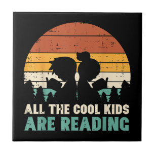 Alle Kinder lesen Retro Read Book Lover Boys Gi Fliese