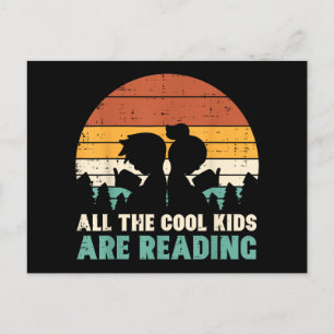 Alle Kinder lesen Retro Read Book Lover Boys Gi Postkarte