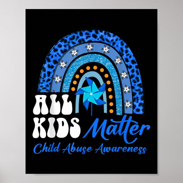 Alle Kinder - Pinwheel Blue Rainbow Child Missbrau Poster (Vorne)