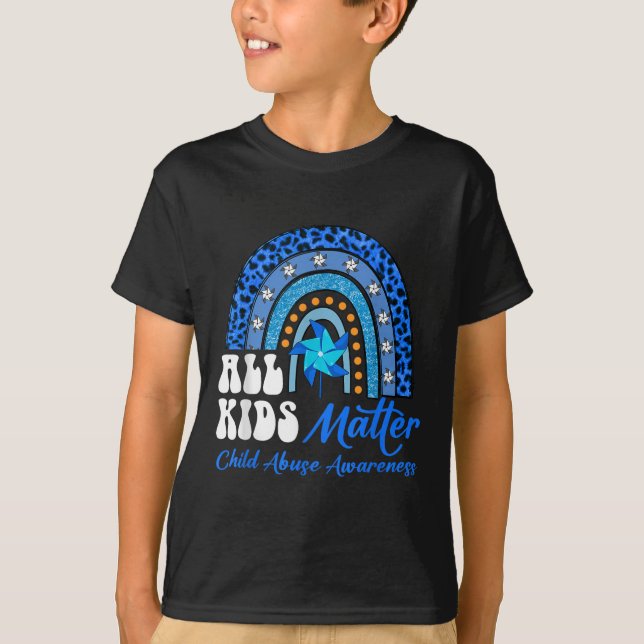 Alle Kinder - Pinwheel Blue Rainbow Child Missbrau T-Shirt (Vorderseite)