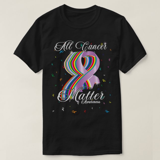 Alle Krebs Matter Bewusstsein farbenfrohe Ribbon W T-Shirt (Design vorne)