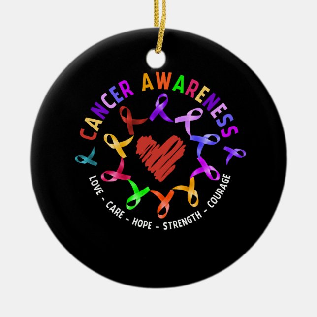 Alle Krebsbewusstsein bekämpft Krebs in Multicolor Keramik Ornament (Vorne)