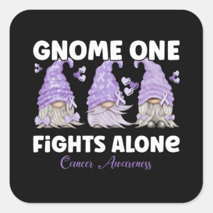Alle Krebsbewusstsein Lavendel Ribbon Gnome Quadratischer Aufkleber