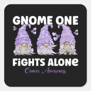 Alle Krebsbewusstsein Lavendel Ribbon Gnome Quadratischer Aufkleber