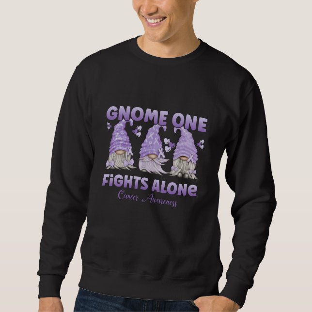 Alle Krebsbewusstsein Lavendel Ribbon Gnome Sweatshirt (Vorderseite)