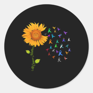Alle Krebsprobleme Sonnenblumen-Weltkrebs-Bewussts Runder Aufkleber