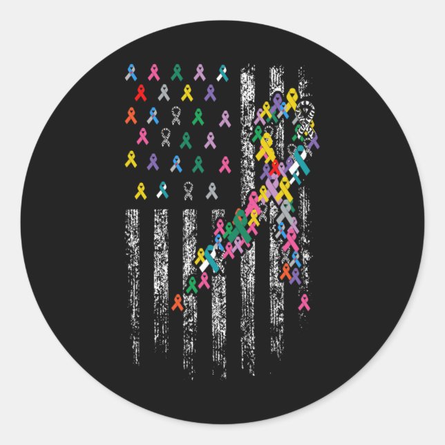 Alle Krebsprobleme World Cancer Awareness Ribbs Runder Aufkleber (Vorderseite)