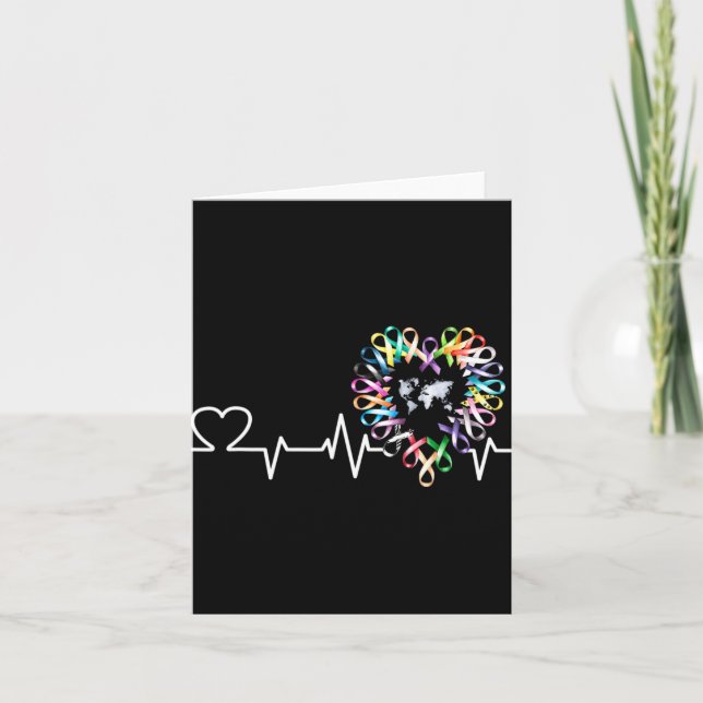 Alle Krebsthemen Aufklärungstag Herzschlag Band Karte (Vorderseite)