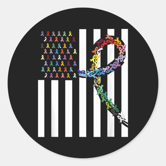 Alle Krebsthemen Sensibilisierung für das Flaggenk Runder Aufkleber (Vorderseite)