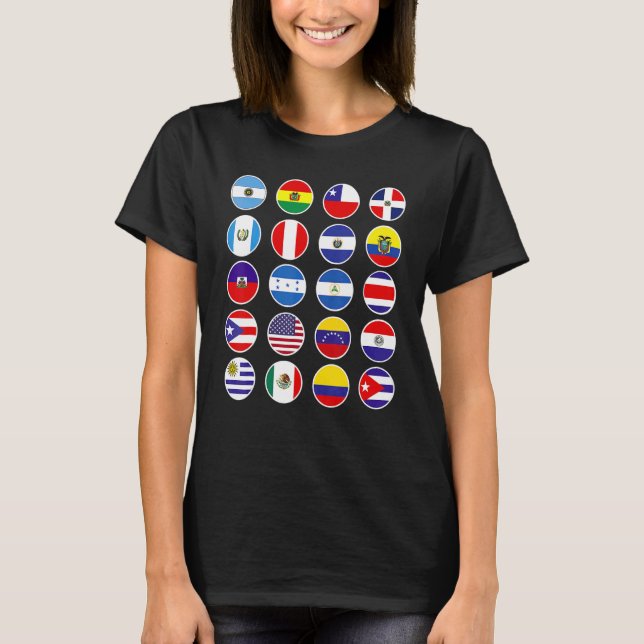 Alle lateinamerikanischen Flaggenländer Hispanic H T-Shirt (Vorderseite)