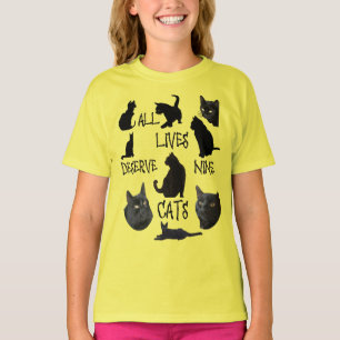 Alle Leben verdienen neun Cats Fun Cat Lover Zitat T-Shirt