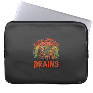 Alle Lehrer lieben Gehirne Halloween Kürbisse Eule Laptopschutzhülle