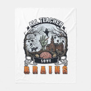 Alle Lehrer lieben Gehirne Halloween Zombie Hand H Fleecedecke