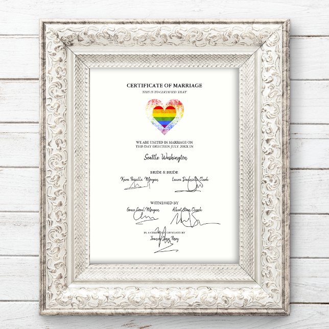 Alle LGBT-Hochzeitzertifikate Pride Rainbow Heart Poster (Von Creator hochgeladen)