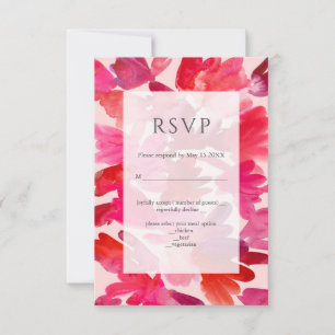 Alle Liebe Watercolor Pink Red Wedding RSVP Karte