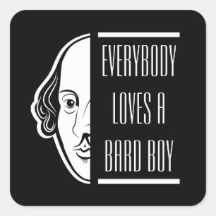 Alle Lieben ein Bard Boy Shakespeare Thespian Quadratischer Aufkleber
