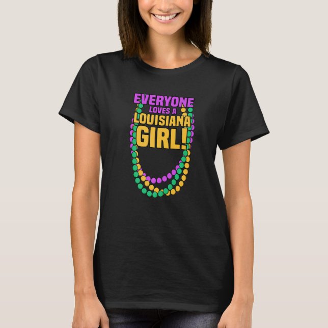 Alle Lieben Louisiana Girl Mardi Gras Beads Par T-Shirt (Vorderseite)