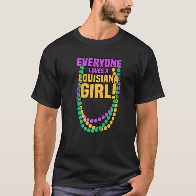 Alle Lieben Louisiana Girl Mardi Gras Beads Par T-Shirt (Vorderseite)