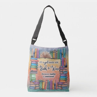 Alle Mädchen brauchen Bücher und Wein Tragetaschen Mit Langen Trägern