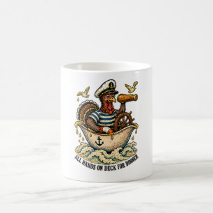 Alle Mann an Deck zum Truthahn-Dankeschön-Essen Kaffeetasse