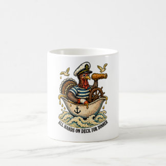 Alle Mann an Deck zum Truthahn-Dankeschön-Essen Kaffeetasse