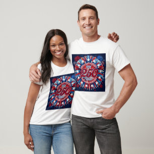Alle Männer Rot Weiß Blau Grafik Feuerwerk T-Shirt