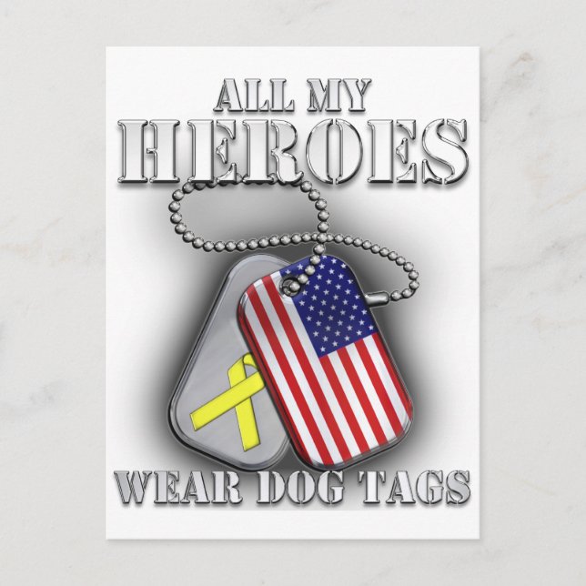 Alle meine Helden tragen Hundetags Postkarte (Vorderseite)