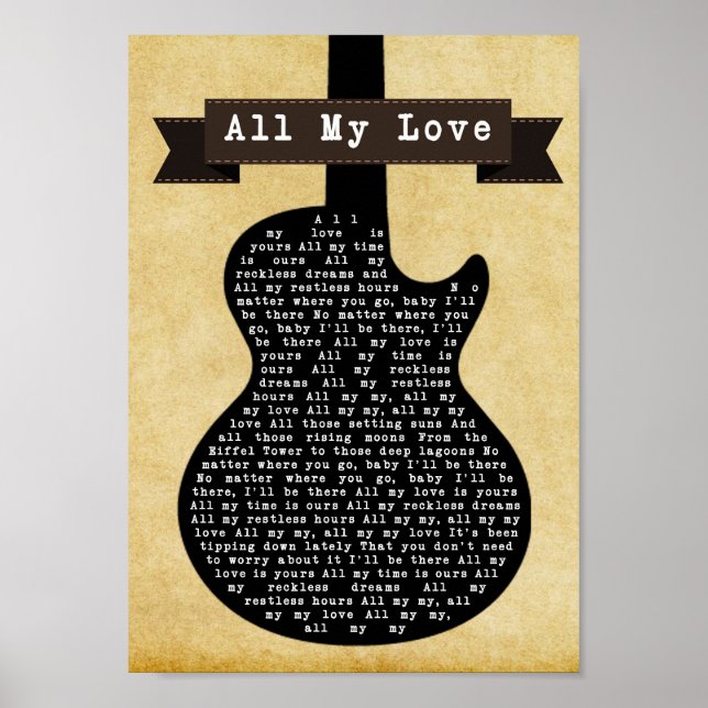 Alle meine Liebe Black Gitar Song Lyric Wall Art P Poster (Vorne)