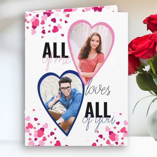 Alle meine Lieben Sie alle 2 Foto Sweet Valentine Karte (Photo Valentine's Day Card - order Printed and Shipped or as an Instant Digital Download)