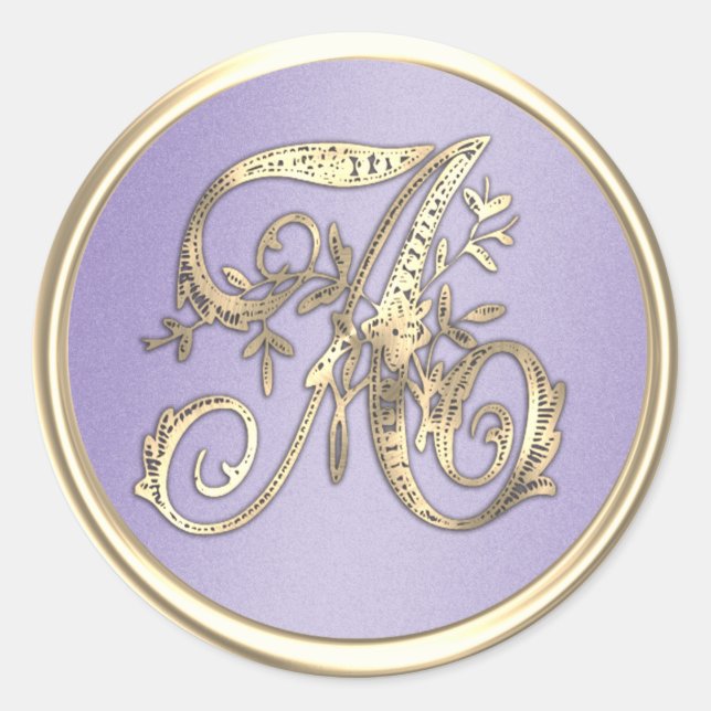 Alle Monogram-Lavendel-Initialen Lila Runder Aufkleber (Vorderseite)