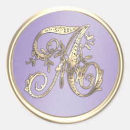 Alle Monogram-Lavendel-Initialen Lila Runder Aufkleber
