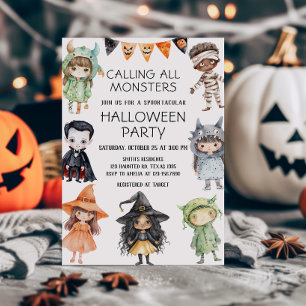 Alle Monster Kids-Kostüm-Halloween-Party nennen Einladung