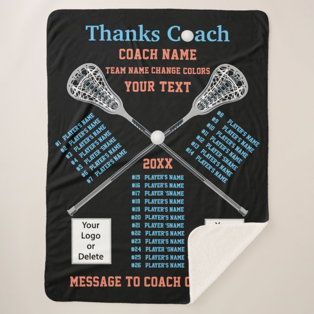 Alle Namen des Spielers Lacrosse Coach gibt FARBEN Sherpadecke (Vorderseite)