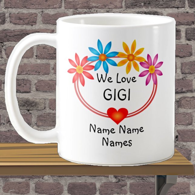 ALLE Namen Kids Namen GIGI Blume Herz ändern Kaffeetasse (Von Creator hochgeladen)
