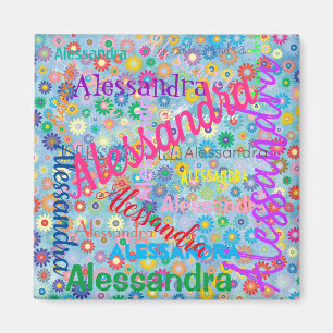 Alle Namenskollare mit Blume-Magnet Magnet