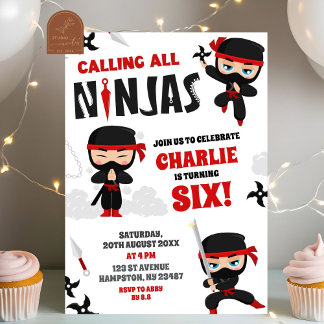 Alle Ninjas Boy zum Geburtstag rufen Einladung