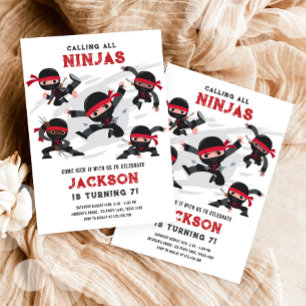Alle Ninjas Martial Arts Boy zum Geburtstag rufen Einladung