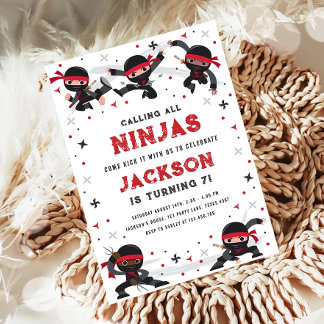 Alle Ninjas Martial Arts Boy zum Geburtstag rufen Einladung