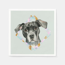 "Alle Ohren" Pit Bull Dog Aquarellmalerei Serviette