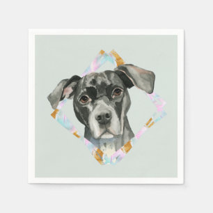 "Alle Ohren" Pit Bull Dog Aquarellmalerei Serviette