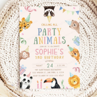 Alle Party Animals in Geburtstagshüten Kinder in Einladung