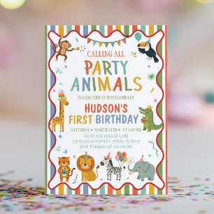 Alle Party Animals kommen Safari Geburtstag Einladung