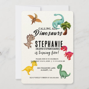 Alle Party Dinosaurier Personalisiert zum Geburtst Einladung