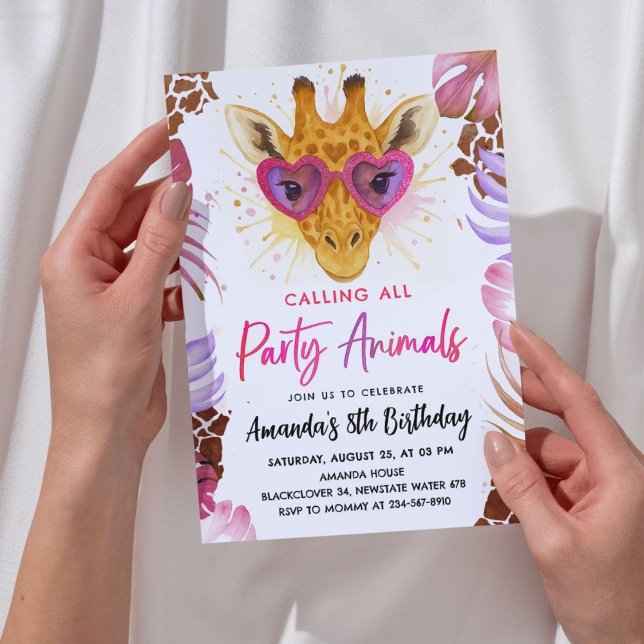 Alle Party - Giraffe zum Geburtstag Einladung (Zazzle Calling All Party Animals - Giraffe Calling All  Birthday Invitation)