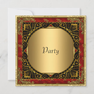 Alle Party Gold Black Red Retro Einladung