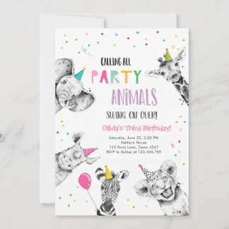 Alle Party Tiere Girl Safari Geburtstag Inv Einladung