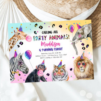 Alle Party Tiere Girl Safari Geburtstag rufen Einladung