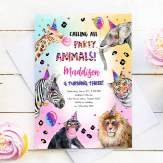 Alle Party Tiere Girl Safari Geburtstag rufen Einladung