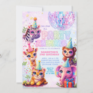 Alle Party-Tiere kommen - Disco-Kugel Geburtstag Einladung