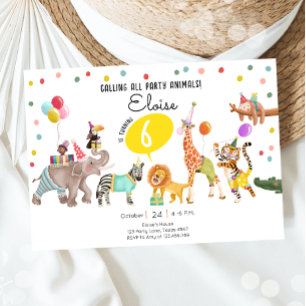Alle Party Tiere Safari Boy Girl zum Geburtstag Einladung